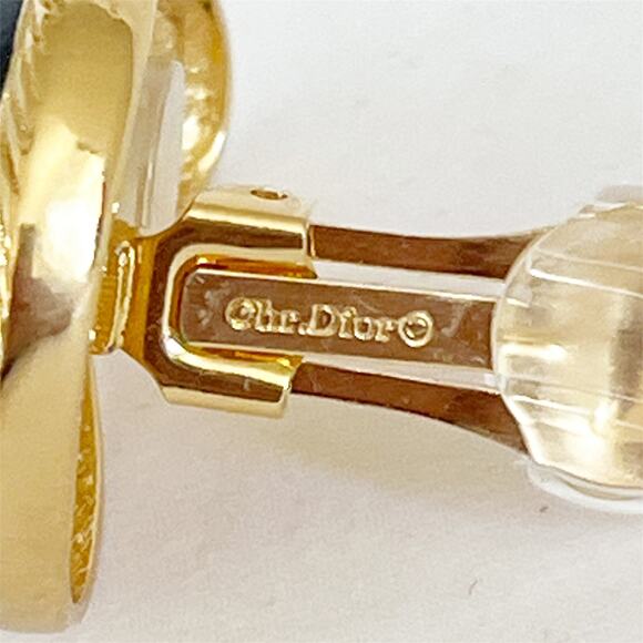 DIOR Vintage Art Nouveau Large Black Onyx Enamel Earring Pendant  Pin Brooch - Picture 5 of 11